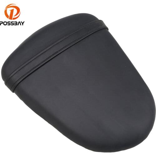 POSSBAY Black Leather Motorcycle Seat Rear Passenger For Suzuki GSX-R1000 K5 2005 2006 Cafe Racer Seat Cover Pillion Cushion Pad