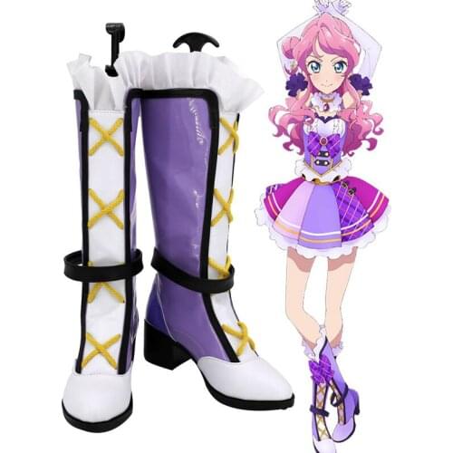 CosplayLove Aikatsu Stars Friends! Chouno Maika Purple White Cosplay Shoes Boots Leather Custom Made For Halloween Christmas