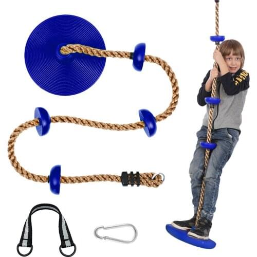 1 Set Kids Tree Swing Climbing Rope with Round Platforms Disc Tree Swing Seat Outdoor Indoor Swings and Swing Set Accessories