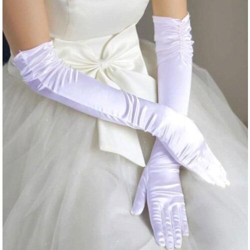 Long Full Finger Satin Bridal Wedding Gloves Woman Bride Party Gifts Accessories For Cosplay Prom