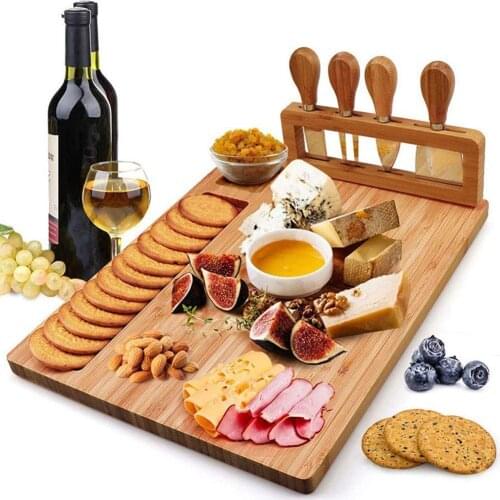 Bamboo Cheese Board Cheese Knife Cheese Slicer Fork Scoop Cut Kitchen Cooking Tools Bamboo Cutting Board Wood Cheese Boards