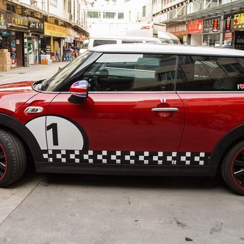 Door Side Waist Line Checker Sticker Decal Exter Decoration for Mini Cooper Countryman Clubman R55 R56 R60 F55 F56 Accessories