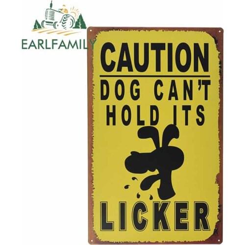 EARLFAMILY 13cm x 8.2cm for Caution Dog Cant Hold Licker Motorcycle Car Stickers Personality VAN Decal Windshield Vinyl Car Wrap