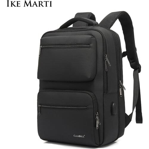 IKE MARTI Anti Theft Backpack USB Rechargeable Waterproof Business Laptop Computer Backpack Black Travel New Mens Backpack