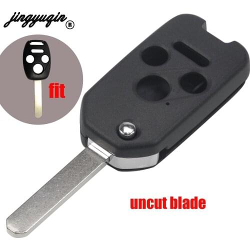 Jingyuqin 10pcs/lot New For Honda Civic CR-V Pilot Ridgeline Uncut 4 Button Remote Fob Flip Folding Key Case Shell Covers