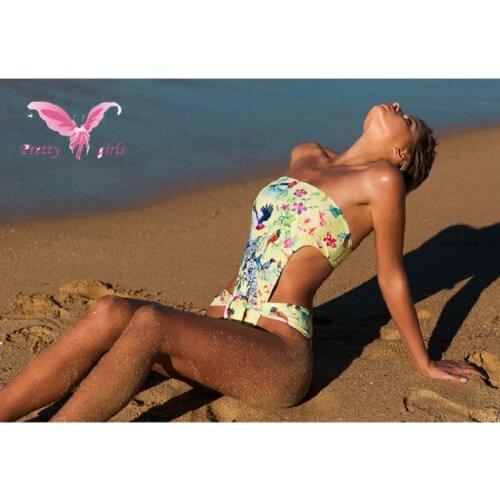 Kophia 2018 Tropic Bikini Swimwear Women One Piece Biquini Sexy Floral Print Swimsuit Bathing Suit