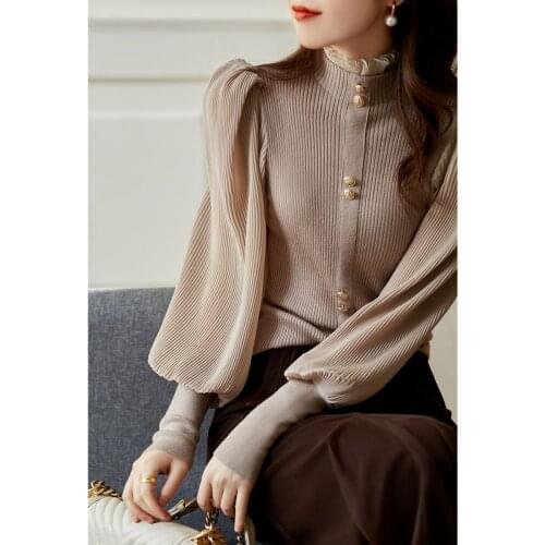 Korobov Vintage Long Sleeve Half Turtleneck Cardigans Sweaters Korean Single Breasted Basics Cardigan Japanese Sweet Sweater