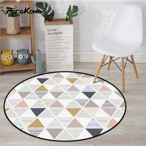 Nordic Round Carpets Area Rugs for Children Rooms Striped Pattern 100% Polyester Living Room Rug Bedroom Alfombra