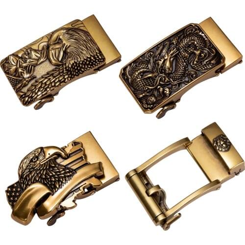 Luxury Gold Automatic Belts Buckle High Quality Alloy Ratchet Belt Buckle Slide Buckle Replacement For 3.5cm Men Belt DiBanGu