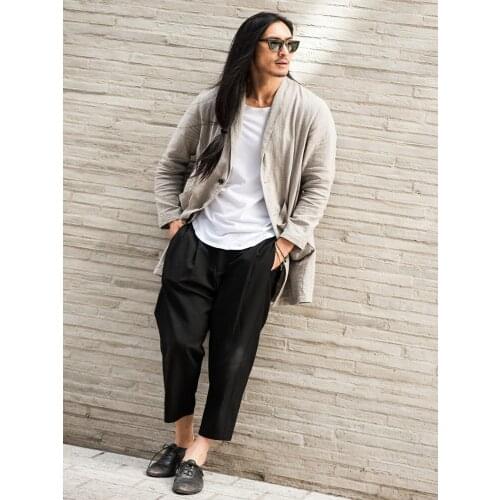 Mens 2021 spring and summer double pleated business Slim small straight pants