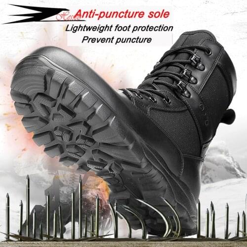 Summer New Ultra Light Combat Boots Male Hiking Training Shoes High Top Land Combat Boots Mesh Side Zipper Military Sneakers Men