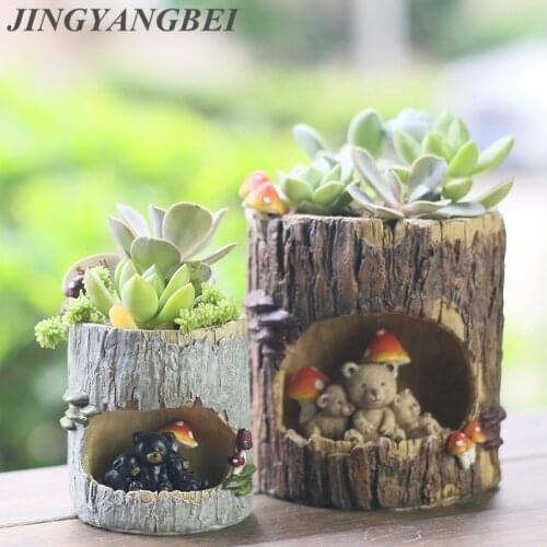 Fleshy Planter Flower Pot Tree Hole Story Pots Kawaii Zakka Succulents Flowerpot Micro Landscape Garden Home Decoration tabletop