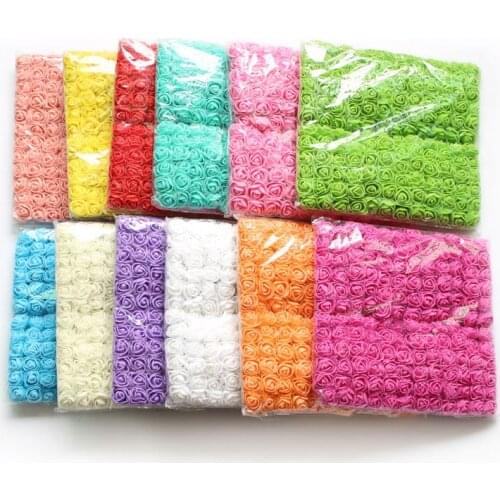 Mylb 144pcs 2cm Mini Foam Rose Artificial Flowers For Home Wedding Decoration DIY Pompom Wreath Decorative Bridal Flower Fake