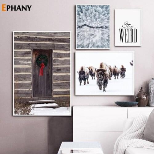 Wall Art Landscape Canvas Poster Nordic Winter Snow Forest Forest Print Painting Scandinavian Decoration Picture Home Decor