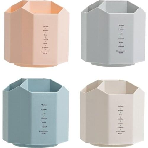 Desktop Pen Holder 360° Rotating 5 Grid Pencil Stand Pot Storage Organizer Home Office Supply