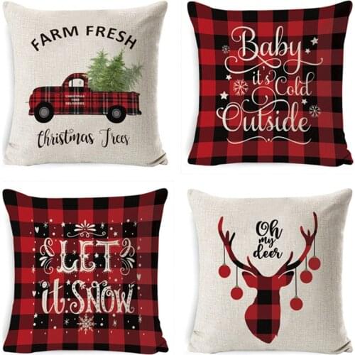 45x45cm Santa Claus Elk Christmas Pillowcase 2021 Christmas Cushion Cover Merry Christmas Ornament Navidad Xmas Gifts