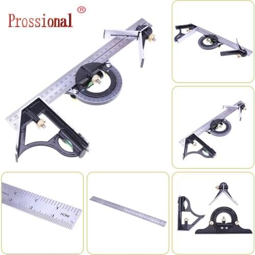 New 3in1 Combination Square Set 300mm Angle Ruler 180 Degree Protractor Angle Finder Spirit Level Angle Ruler Measuring Tools