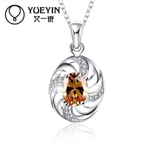 New style silver plated Crystal pendant necklace for women jewelry Halskette inlaid stone wedding Bridal Jewelry