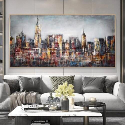 Landscape Abstract Painting Urban Landscape Wall Modern Art Picture, Living Room Modern Cuadros Canvas Art High Quality