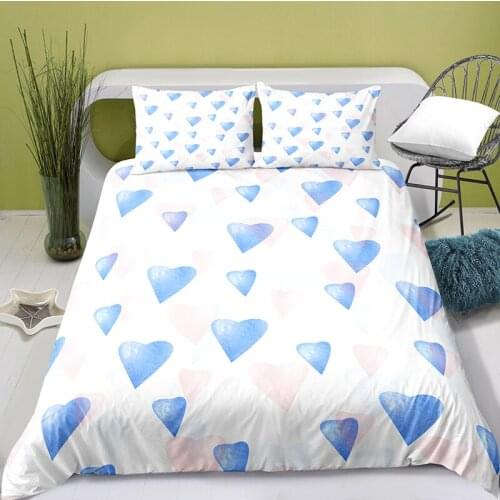 3D Printing Love Style Quilt Cover with Pillowcase Bedroom Decoration Queen Size Bedding Bedroom Set King Size Bed