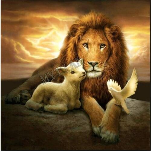 Full square/round drill 5D DIY diamond painting"Tiger, sheep" embroidery pattern resin animals cross stitch mosaic wall sticker