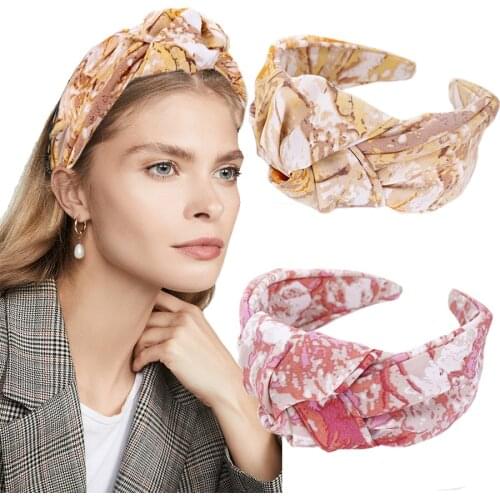 Haimeikang Classic Vintage Headwear Tie-dye Big Knotted Hair Band Headband Fashion Women Print Bezel Hoop Hair Accessories