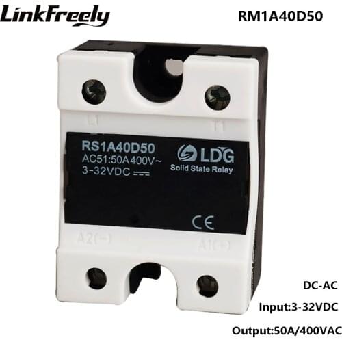 RS1A40D50 50A 220V Mini Triac Single 1 Phase Solid State Relay,5V 12V 24V Input Output 42-440VAC,DC to AC SSR Relay Switch Board