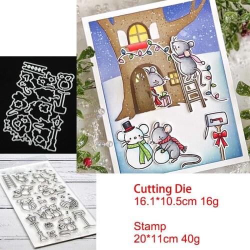 Christmas Mouse Party Metal Cutting Dies and Stamps Stencil for DIY Scrapbooking photo album Embossing DIY Paper Card