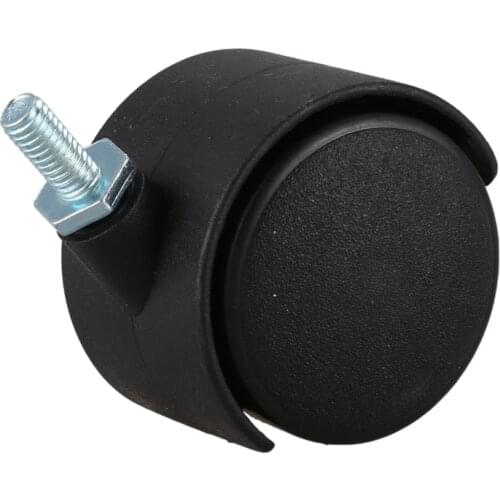 6mm Threaded Stem 40mm Dual Wheel Rotatable Caster Black