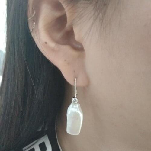 Baroque Earring Drop Earring with 11x22mm irregular Freshwater Pearl Earring 925 Sterling Silver Earrings for Women Daily Wear