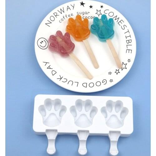 Silicone Ice Cream Mold 3 Cat Claw Reusable Popsicle Molds DIY Homemade Cartoon Shape Ice Cream Mould Ice Cream Mold Silicon