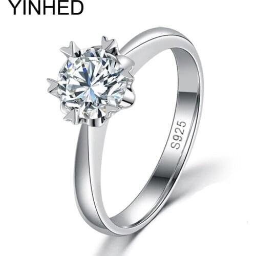 92% OFF !! YINHED 2017 Flower Wedding Rings for Women 925 Sterling Silver 2 Carat Cubic Zircon CZ Engagement Ring Jewelry ZR308