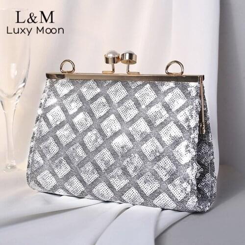 Evening Clutch Bag Women Pear Luxury Design Handbag New Small Party Chain Shoulder Bag Ladies Sequin Dinner Wedding Purse X307H