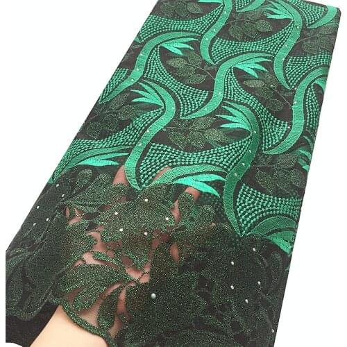 Wedding Nigerian Latest Lace Fabric 2019 Embroidered Net Green Lace White French Lace Stones 2020 Mesh Cord African Lace Fabric