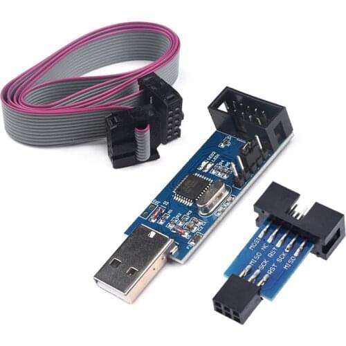 1Set USBASP USBISP AVR Programmer USB ATMEGA8 ATMEGA128 ATtiny/CAN/PWM 10Pin Wire Module DIY + 10Pin To 6 Pin Adapter Board