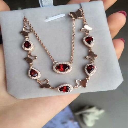 KJJEAXCMY boutique jewelry Garnet set inlaid jewelry jewelry natural 925 sterling silver jewelry wholesale