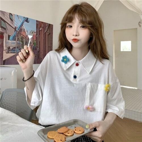 Short-sleeved T-shirt womens tide new summer design sense niche chic Polo shirt top T-shirt womens college style