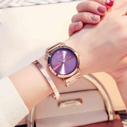 Alloy Lady Watch Simple Large Round Dial Quartz Watch Scaleless Fashion Womens Steel Band Watch G8171
