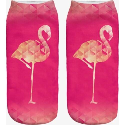 Women 3D Printed Fashion Socks Spring Summer Autumn Flamingo Cartoon Female Funny Casual Short Ankle Chaussettes