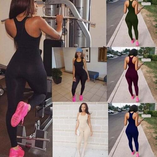Women Sleeveless One Piece Sport Clothing Backless Sport Suit Elastic Running Tight Dance Sportswear Gym Yoga Women Set