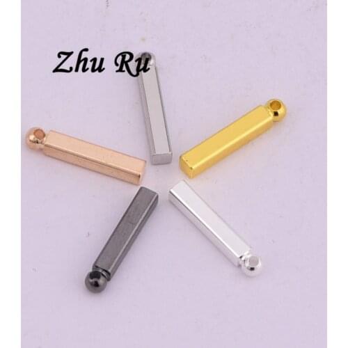 ZHU RU 20pcs/lot 12*2mm Long cubes Round hole head Strip Bridge pier Column shape Handmade DIY Clothes bag shoe jewelry Findings