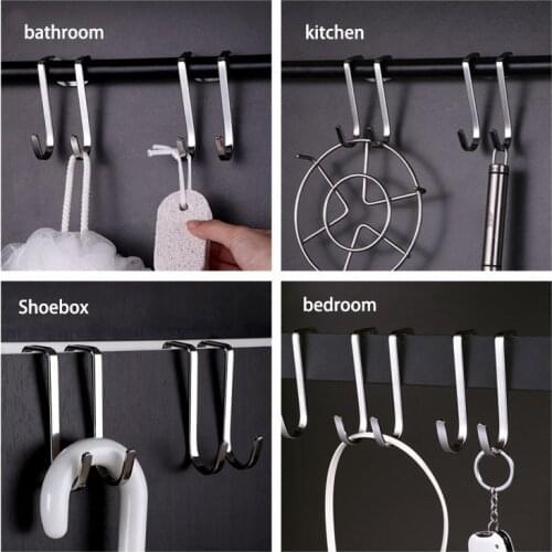 1PCS Bathroom Kitchen Double S Shape Stainless Steel Storage Hook For Wall And Door Home Key Organizer Accessories Home