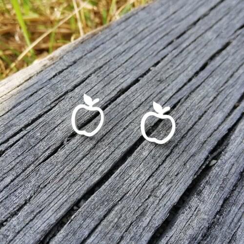 10 Pair Wholesale Fashion Stainless Steel Jewelry Apple Stud Earrings For Woman Pretty Ladies Wedding Lovely Apple Party Gift
