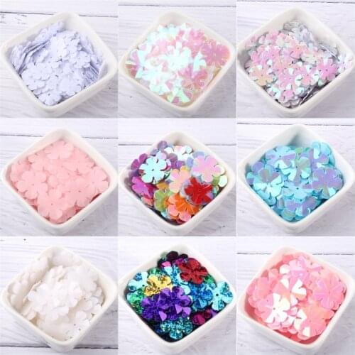 200Pcs Size 14mm Cup Five Leaf Flowers loose Sequin Paillettes Sewing Wedding Craft Scrapbook for Women Garment Accessories