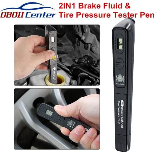 2IN1 Brake Fluid Tire Pressure Tester Pen Digital Car Tire Pressure Monitor Sensor Gauge Pen Auto Car Truck Motorbike TPMS Tool