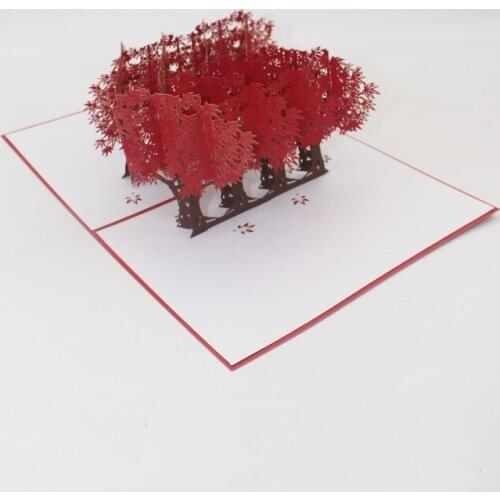 3D Handmade Red Maple Tree Forest Paper Invitation Greeting Cards PostCard Business Teachers' Day Mothers Day Wedding Gift