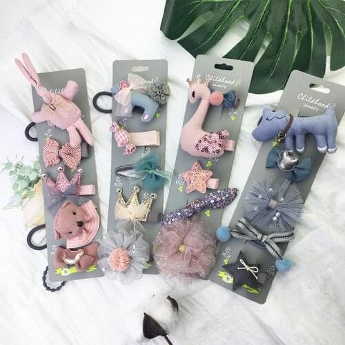 5 Pcs New Cute Baby Girls Headbands Set Headwears Children Bowknot Flower Hair Clips Hair Accessories Kids Accessories Gifts