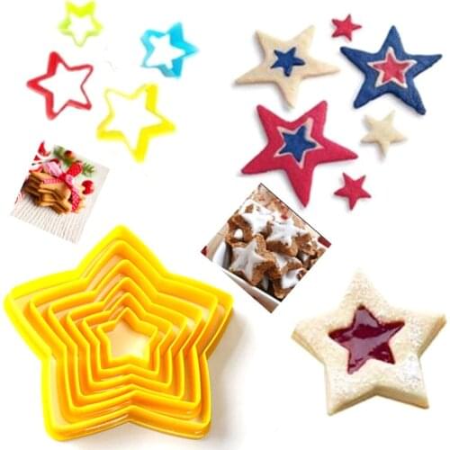 6Pcs/set Christmas Tree Cookie Cutter Stars Shape Cake Biscuit Cutter Mold