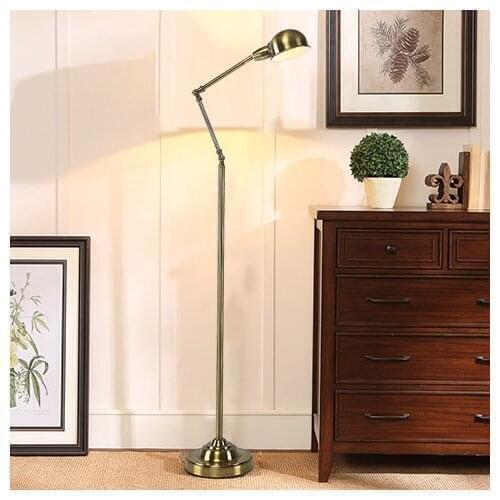 American metal long arm retro floor lamp Living room study modern creative folding reading LED floor lamp free shipping