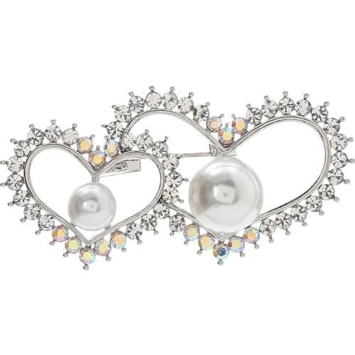 ROSE Gold Brooch Rhinestone Brooch -Encrusted Heart Styling Brooch Lladies Wear Elegant Temperament Pearl Pins